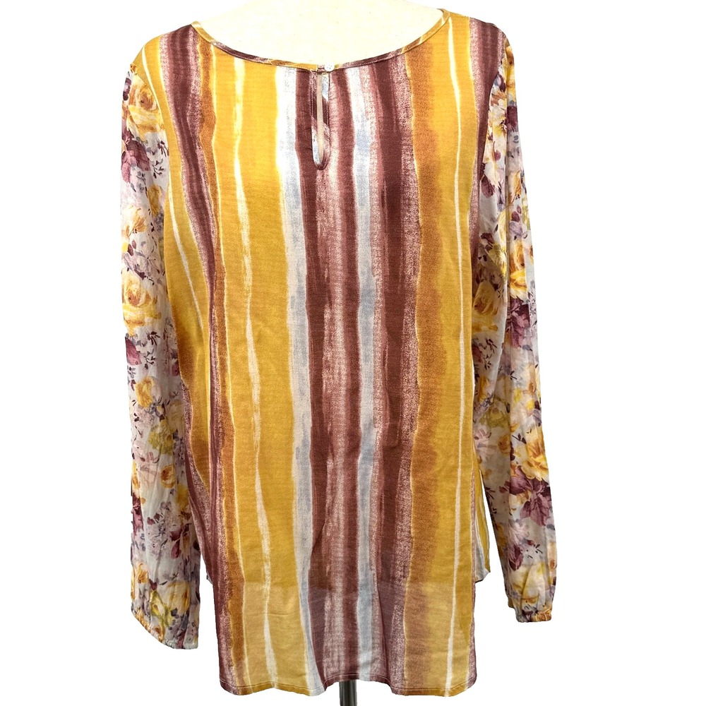 Sundance Womens Top‎ L Boho Peasant Cottagecore Artsy Folk Earthy Stripes Floral